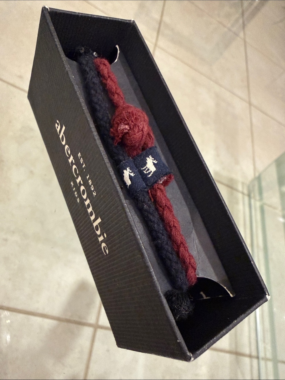 Abercrombie & Fitch Braided Knot Bracelet in Burgundy and Navy